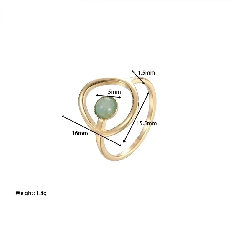 Fashion Geometric 304 Stainless Steel Opal Gold Plated Plating Rings