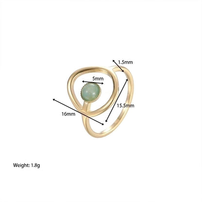 Fashion Geometric 304 Stainless Steel Opal Gold Plated Plating Rings