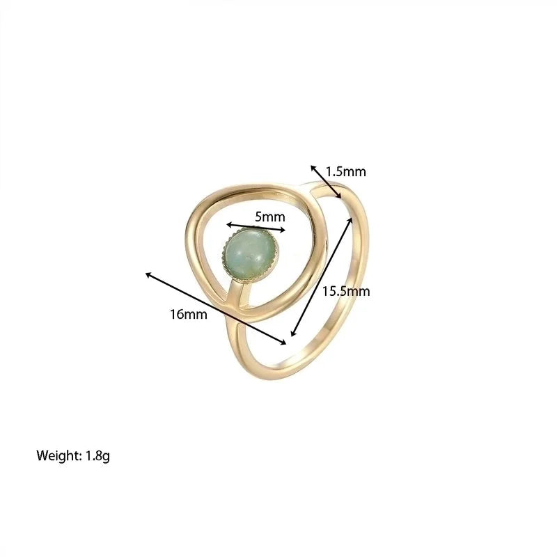 Fashion Geometric 304 Stainless Steel Opal Gold Plated Plating Rings