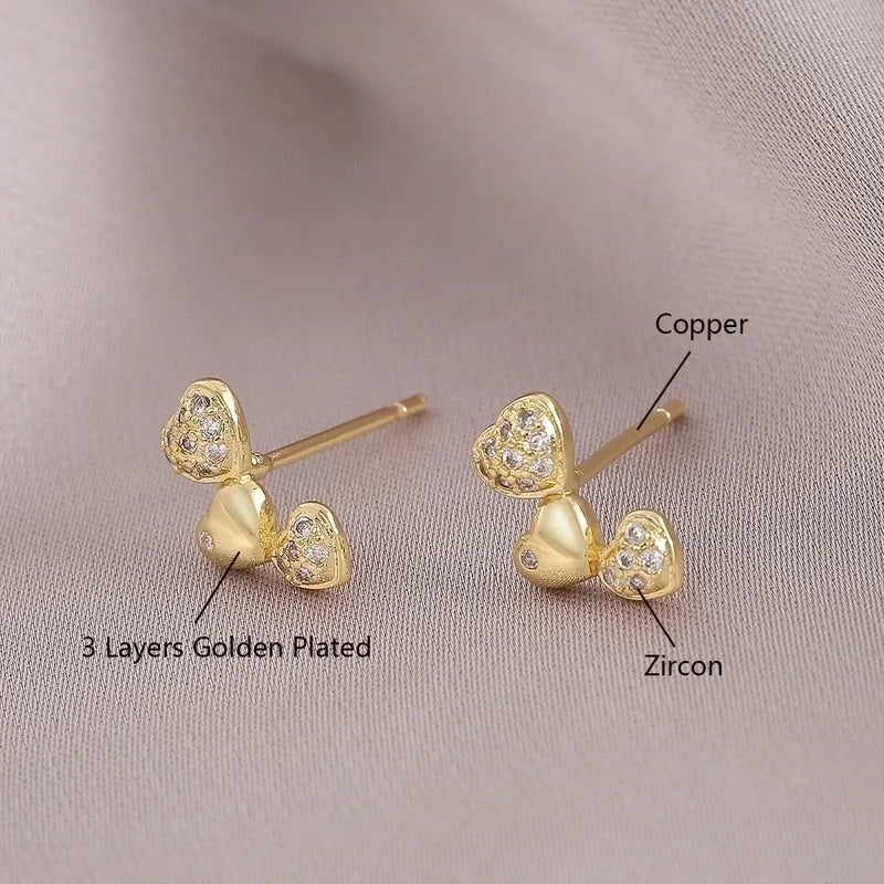 1 Pair IG Style Elegant Minimalist Letter Heart Shape Bicycle Plating Inlay Copper Zircon 18K Gold Plated Ear Studs