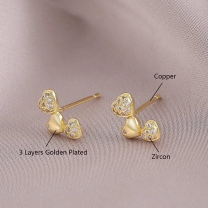 1 Pair IG Style Elegant Minimalist Letter Heart Shape Bicycle Plating Inlay Copper Zircon 18K Gold Plated Ear Studs