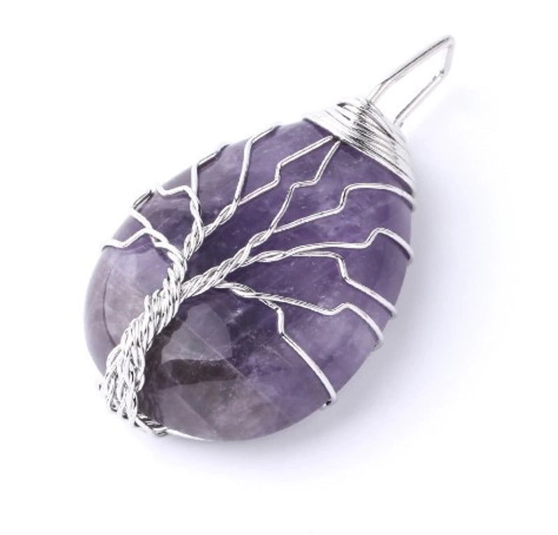 Ig Style Minimalist Tree Water Droplets Natural Stone Crystal Opal Women's Pendant Necklace Necklace Pendant