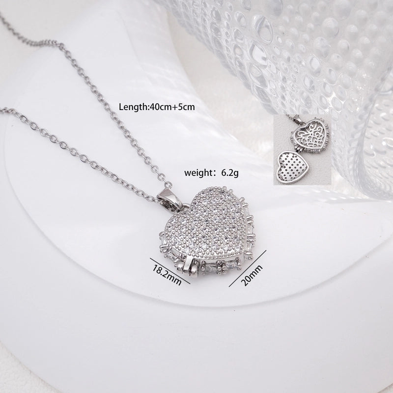 304 Stainless Steel Copper Heart Shape Pendant Necklace