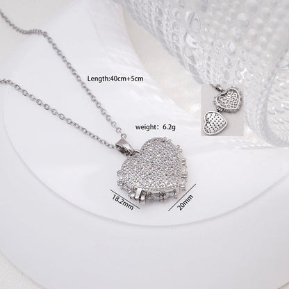 304 Stainless Steel Copper Heart Shape Pendant Necklace