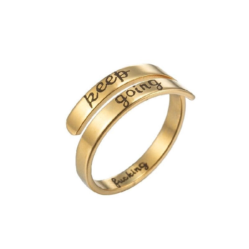 Retro Number 201 Stainless Steel No Inlaid 18K Gold Plated Plating Open Ring
