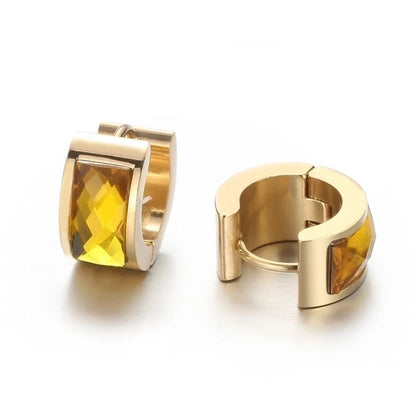 1 Pair Minimalist U Shape Plating Inlay Titanium Steel Glass 18K Gold Plated Earrings