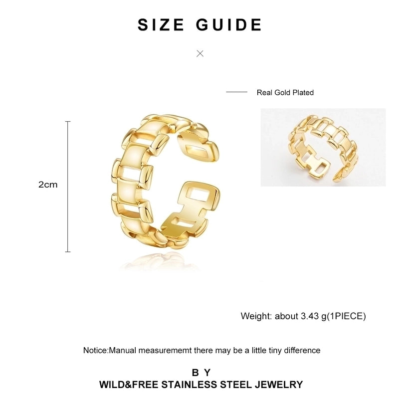 Minimalist U Shape Titanium Steel Plating 18k Gold Plated Open Ring