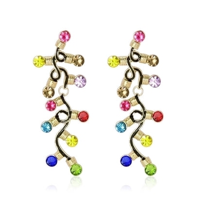 1 Pair Minimalist Christmas Tree Inlay Alloy Zircon Drop Earrings