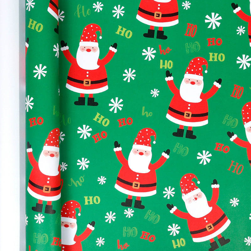 Large Size Gift Wrapping Paper Roll Brown Christmas Reindeer Head Elk Green Plaid Gift Box Recyclable Gift Paper