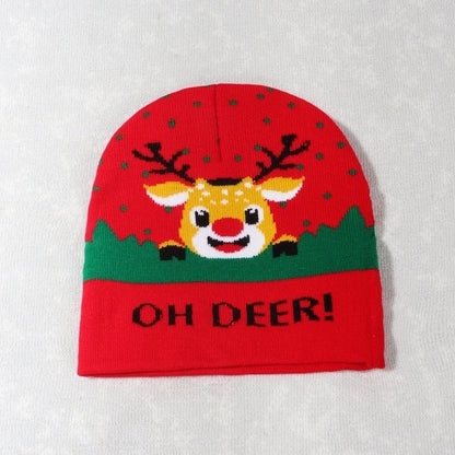 Unisex Cute Vintage Style Christmas Hat Christmas Tree Santa Claus Eaveless Wool Cap