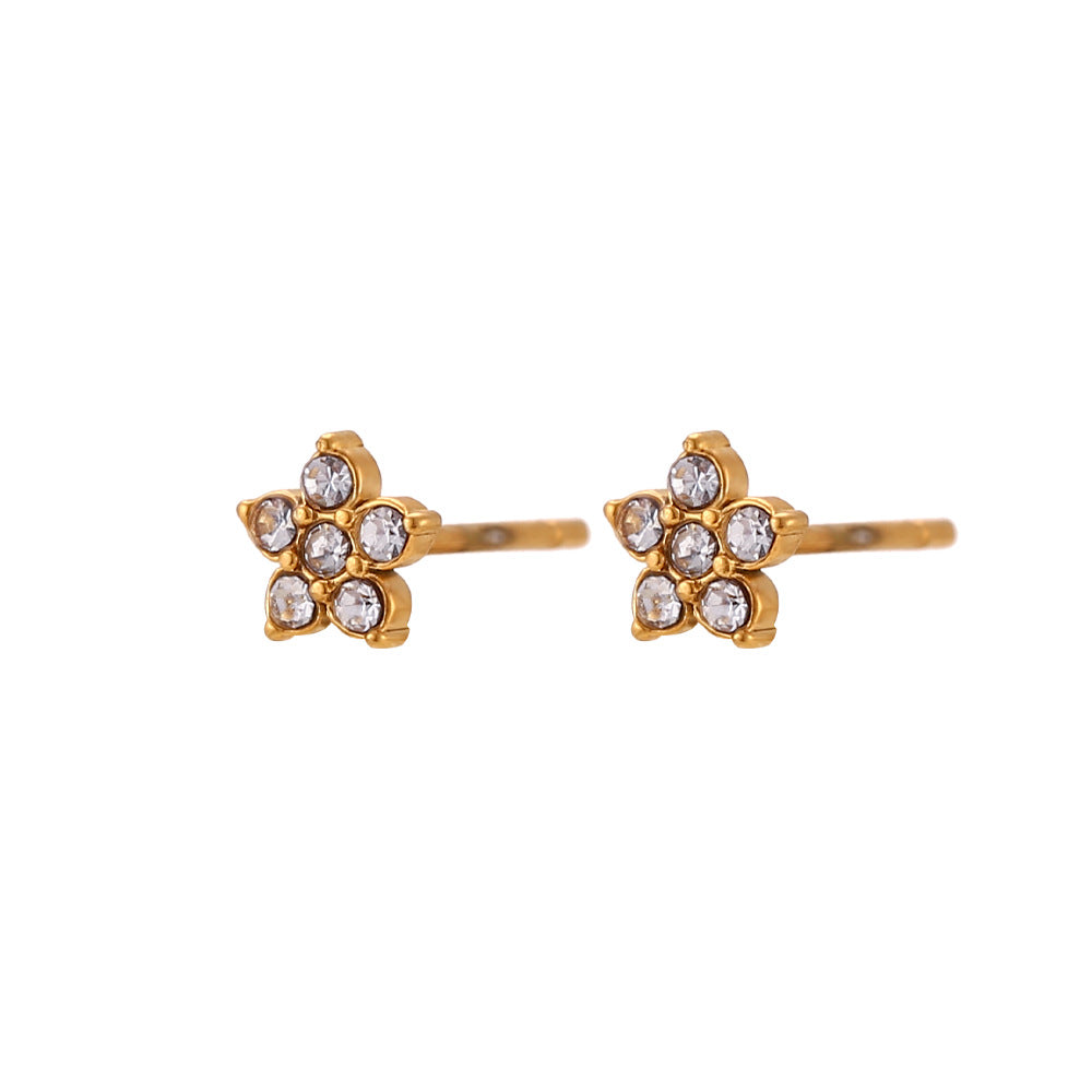 Fashion Flower Geometric Stainless Steel 18K Gold Plated Stud Earrings
