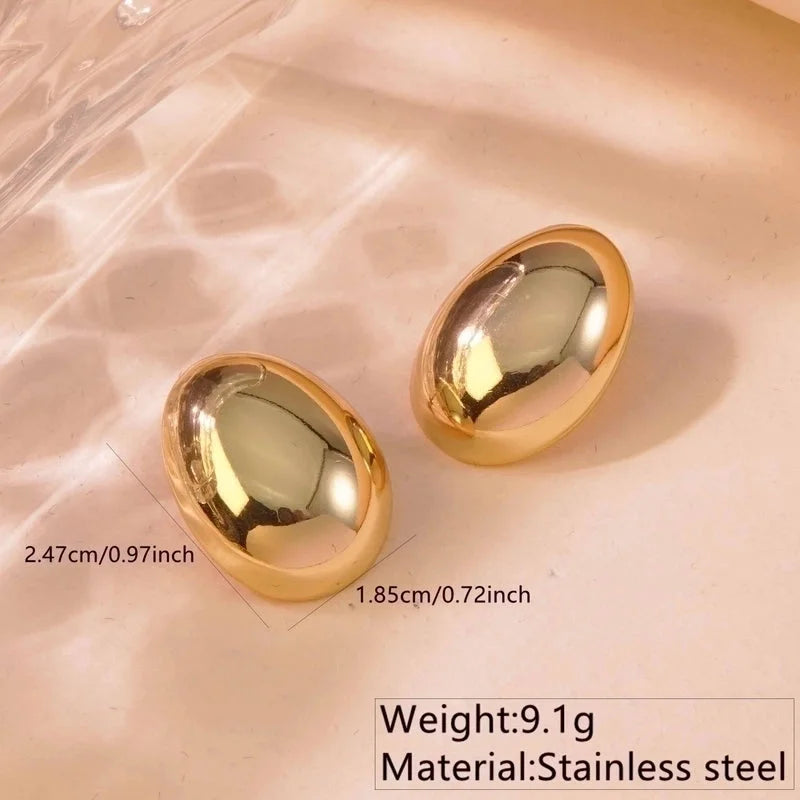 1 Pair Minimalist Commute Geometric 304 Stainless Steel Imitation Gold Ear Studs
