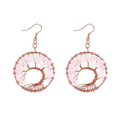 1 Pair Minimalist Leaf Natural Stone Copper Drop Earrings