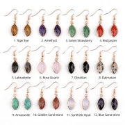 1 Pair Vintage Style Classic Style Geometric Polishing Artificial Crystal Semi-precious Stone Tiger Eye Drop Earrings