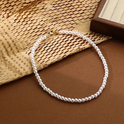 Elegant Lady Round Artificial Pearl Imitation Pearl Metal Choker