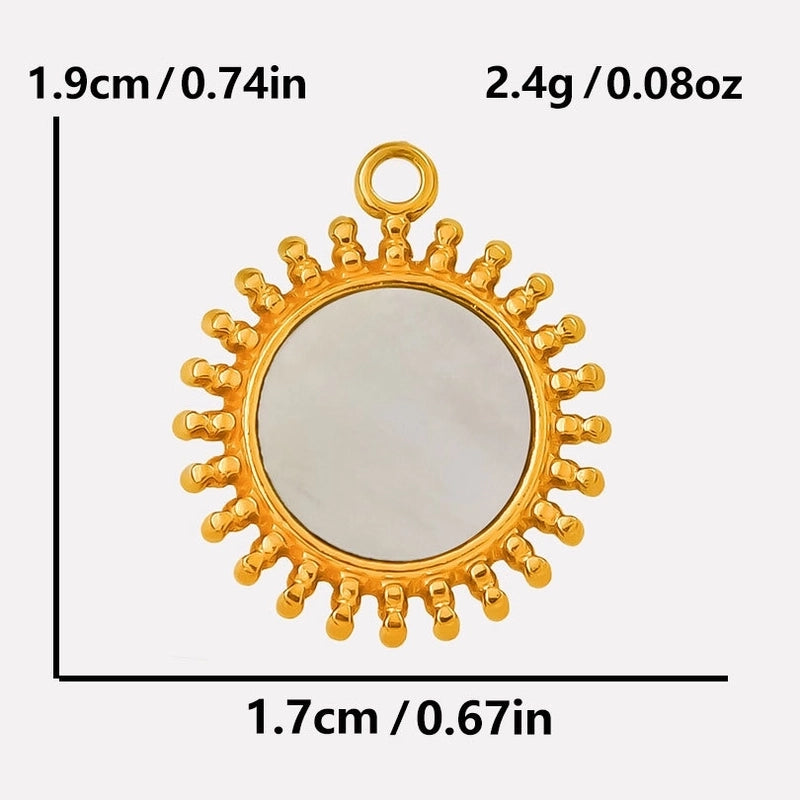 Vintage Style Classic Style Round 304 Stainless Steel Shell Abalone Shell 18K Gold Plated Irregular Plating Pendant Necklace