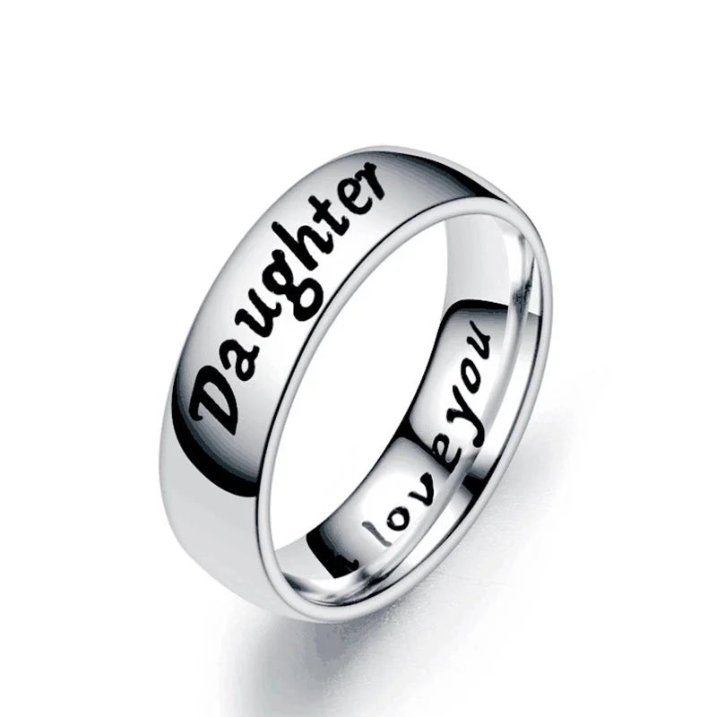 Family Member Letters Stainless Steel Ring
