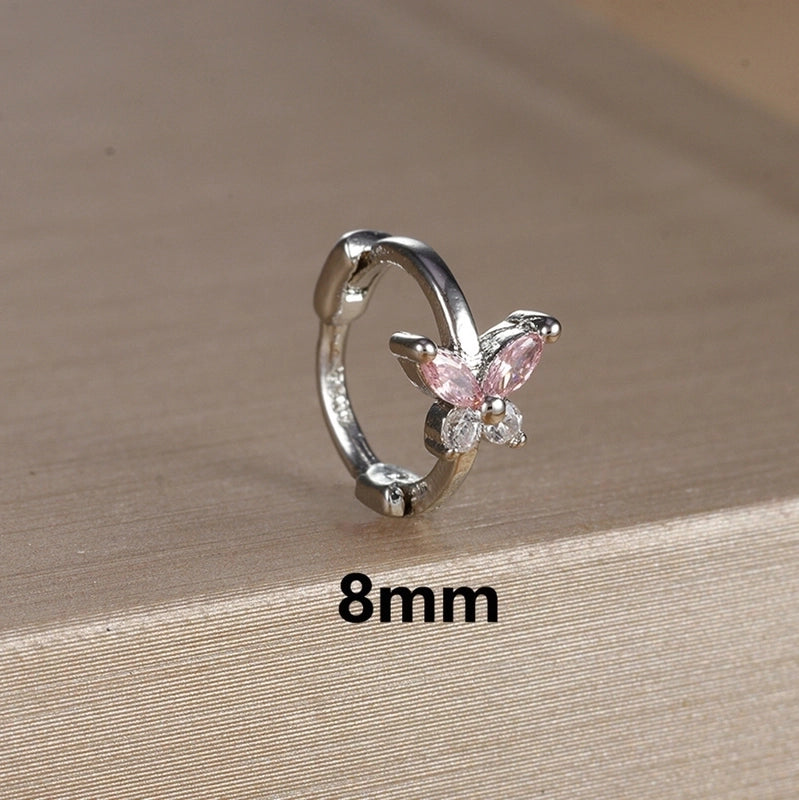 1 Piece Minimalist Color Block Butterfly Plating Copper Huggie Earrings