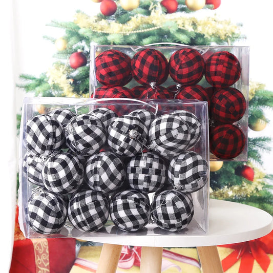 Christmas Decoration 7cm Black And White Plaid Christmas Ball Hanging Set Christmas Tree Decoration Balls Christmas Ornaments