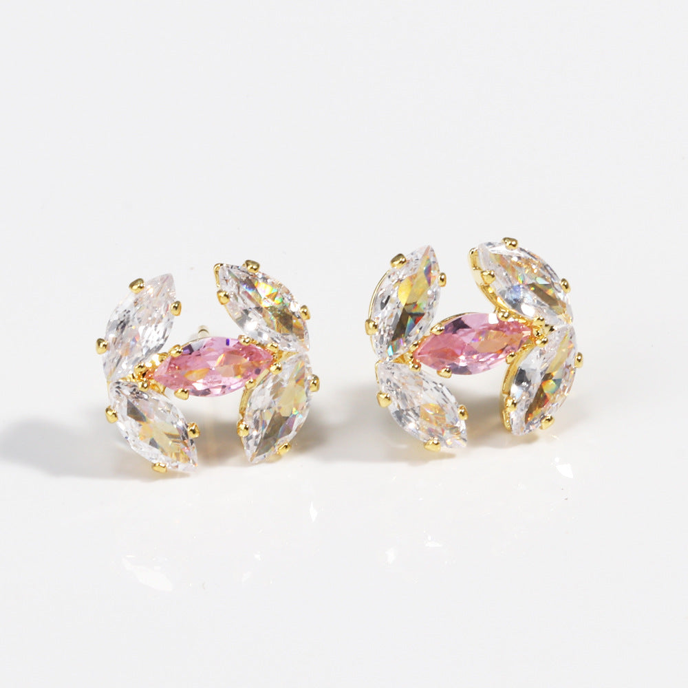 Korean Letter Copper Electroplating Stud Earrings