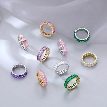 Fashion Round 304 Stainless Steel Zircon White Gold Plated Gold Plated Plating Rings