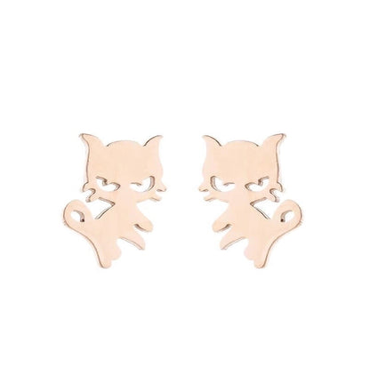 1 Pair Fashion Cat 304 Stainless Steel 18K Gold Plated Ear Studs