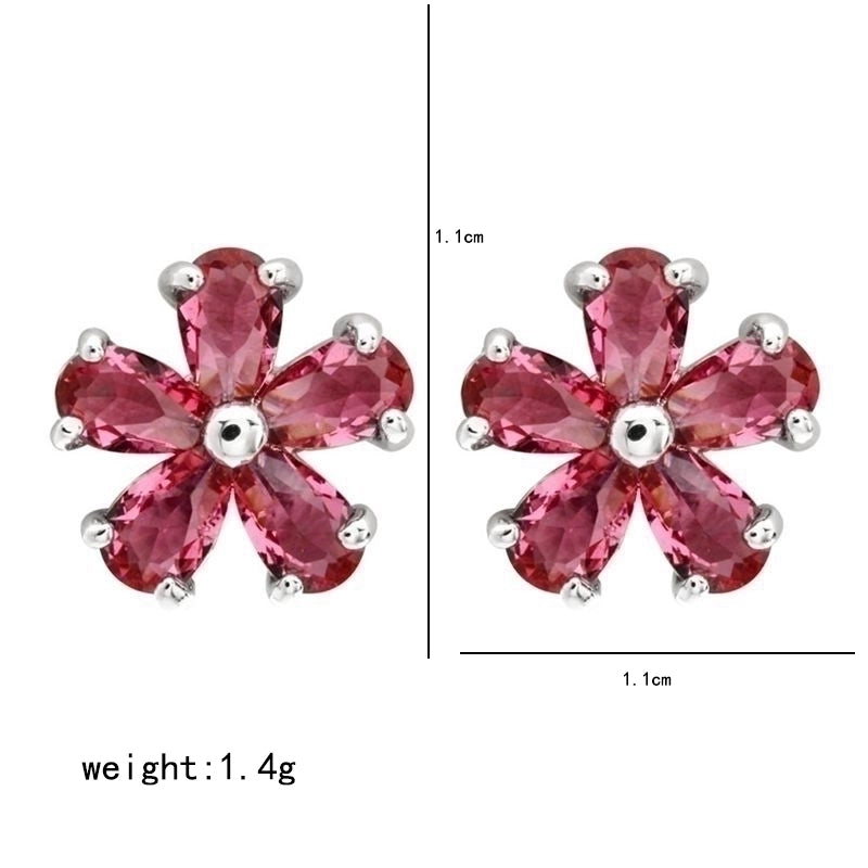 1 Pair Minimalist Flower Plating Inlay Copper Zircon White Gold Plated Ear Studs
