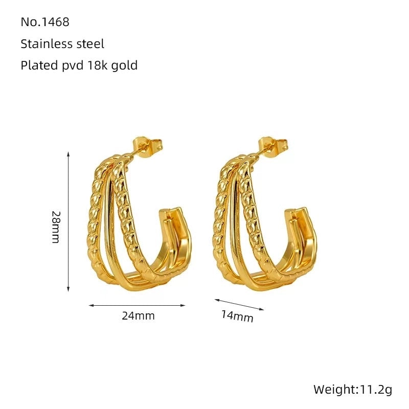 1 Pair Minimalist Classic Style Solid Color 304 Stainless Steel 18K Gold Plated Earrings Ear Studs