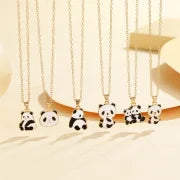 Cartoon Style Cute Panda K Gold Plated 201 Stainless Steel Zinc Alloy Pendant Necklace