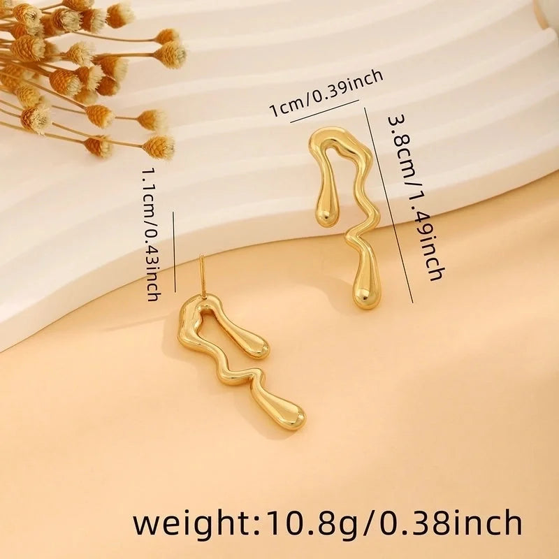 1 Pair Casual Minimalist Streetwear Waves Heart Shape Flower Plating 304 Stainless Steel Ear Studs