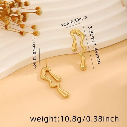 1 Pair Casual Minimalist Streetwear Waves Heart Shape Flower Plating 304 Stainless Steel Ear Studs