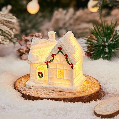 Christmas Small Ornaments Holiday Decorations Christmas Eve House Micro Landscape Luminous Desktop Window Scene Layout Gift