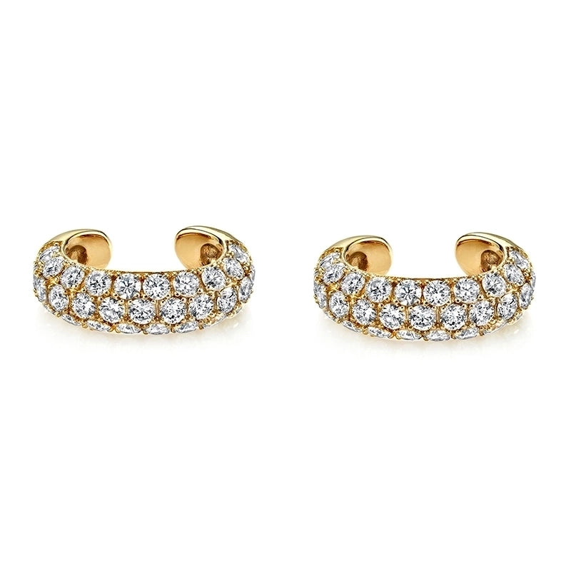 1 Pair IG Style French Style Geometric Copper Zircon 24K Gold Plated Hoop Earrings Ear Cuffs