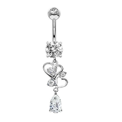 1 Piece Belly Rings Minimalist Heart Shape Wings Butterfly 316L Stainless Steel Copper Inlay Zircon