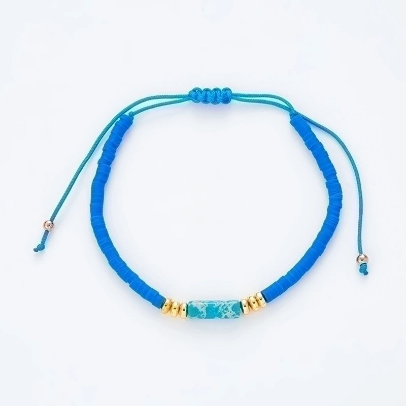 Minimalist Solid Color Natural Stone Rope Handmade Knitting Drawstring Bracelets