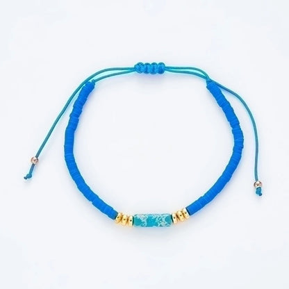 Minimalist Solid Color Natural Stone Rope Handmade Knitting Drawstring Bracelets