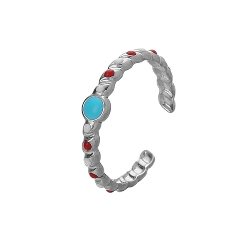 Ethnic Style Sun Star 304 Stainless Steel Artificial Gemstones Rhinestones Enamel Inlay Open Rings