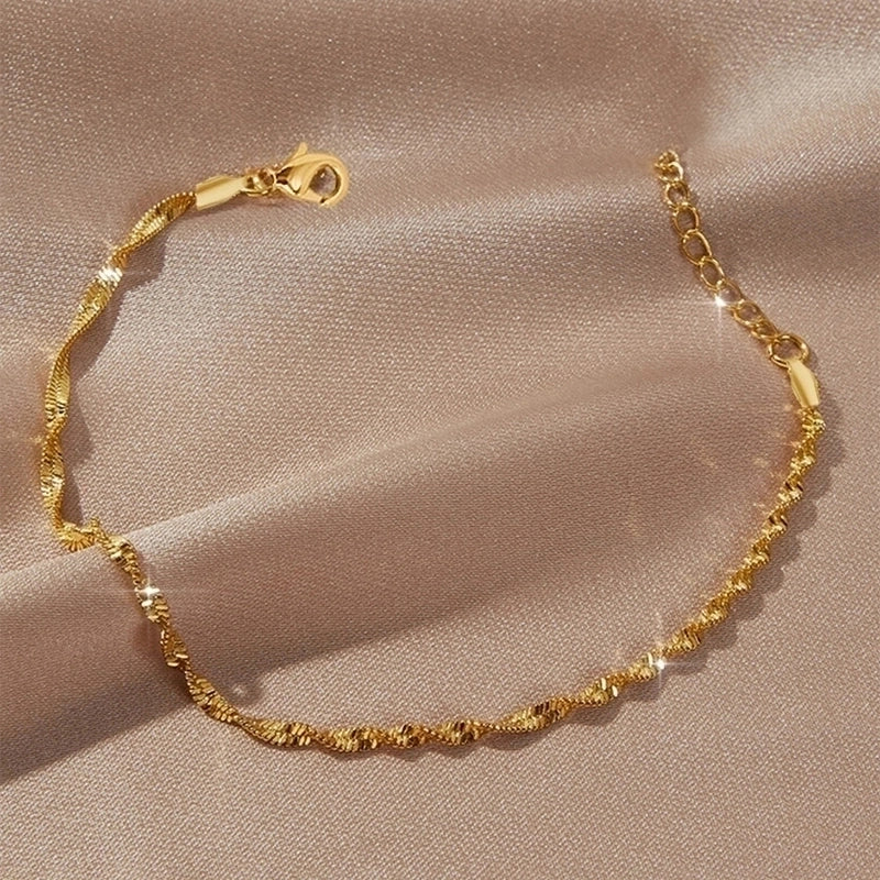 Glam Vacation Solid Color 304 Stainless Steel Snake Chain Bracelets In Bulk