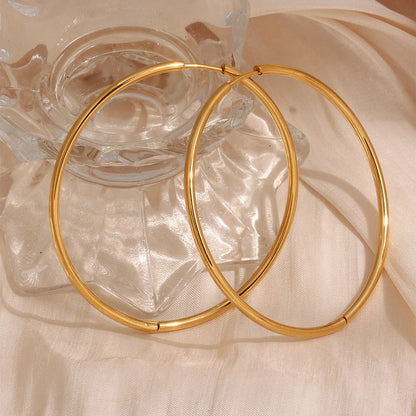 Minimalist Circle Geometric Stainless Steel 18K Gold Plated Earrings