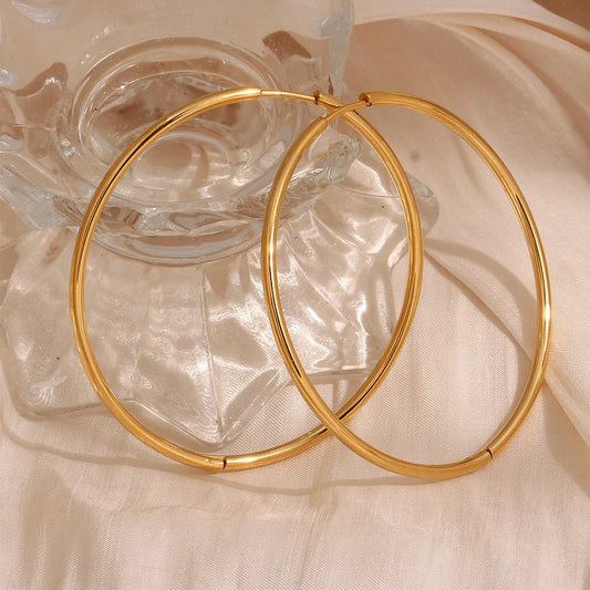 Minimalist Circle Geometric Stainless Steel 18K Gold Plated Earrings