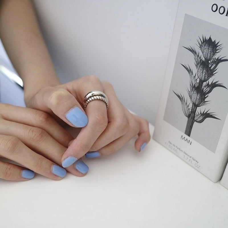 Minimalist Flower Rectangle Brass Plating White Gold Plated Open Rings