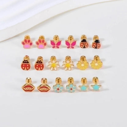 1 Pair Cute Geometric Enamel Plating Stainless Steel Ear Studs