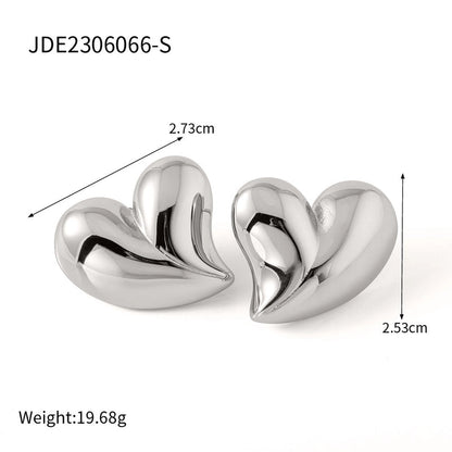 Elegant Minimalist Heart Shape Titanium Steel 18K Gold Plated Plating Earrings Necklace