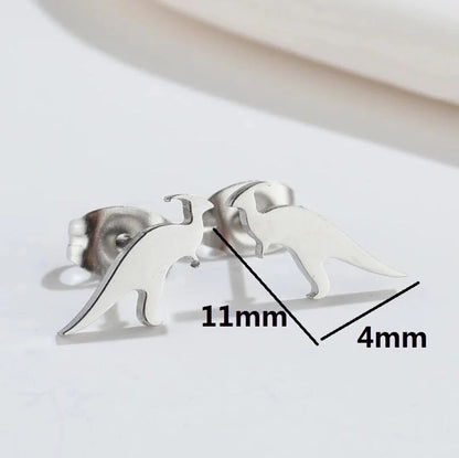 1 Pair Minimalist Dinosaur Plating 304 Stainless Steel 18K Gold Plated Ear Studs