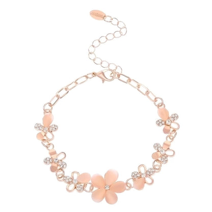 Modern Style Flower Butterfly Copper Inlay Artificial Gemstones Bracelets