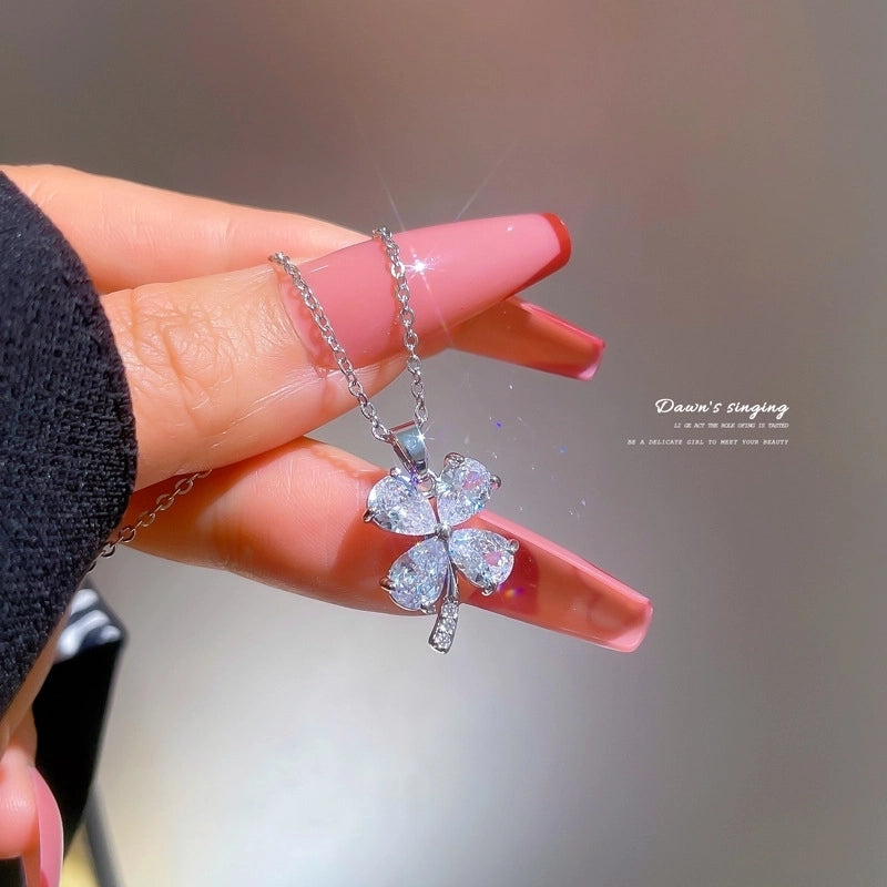 Fashion Geometric Titanium Steel Copper Plating Artificial Diamond Necklace