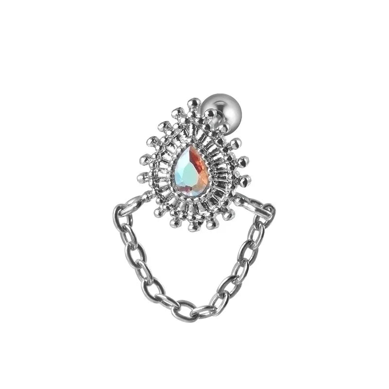 1 Piece Ear Cartilage Rings & Studs Elegant Glam Flower 304 Stainless Steel Copper Inlay Zircon