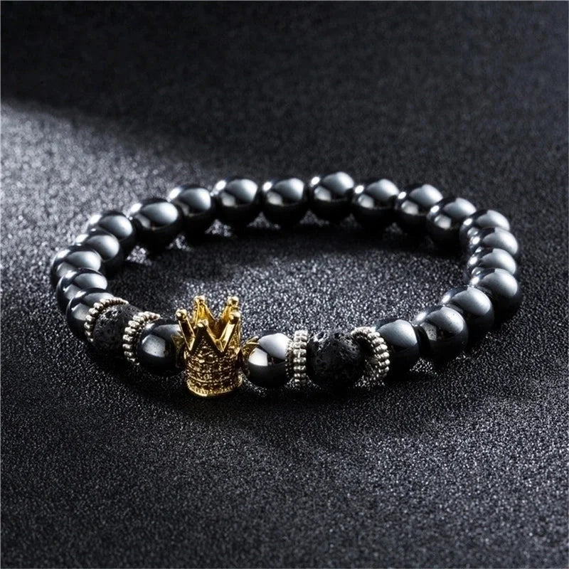 Fashion Frosted Natural Stone Crown Bracelets