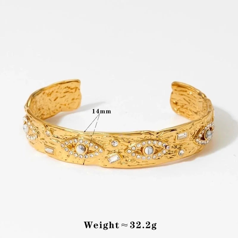 Casual Minimalist Devil\'s Eye 304 Stainless Steel 16K Gold Plated White Gold Plated Zircon Bangle In Bulk