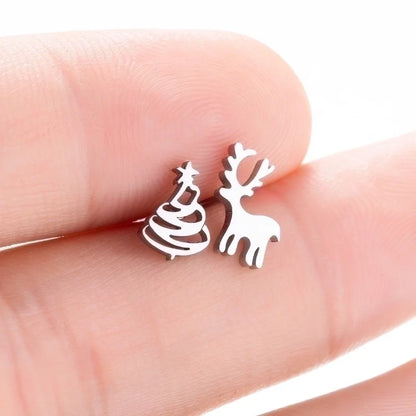 1 Pair Fashion Christmas Tree Plating 304 Stainless Steel 18K Gold Plated Ear Studs